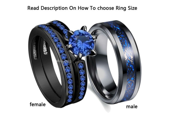 Blue and clearance black wedding rings