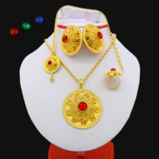 necklacependantearringring, goldplated, Set, Jewelry