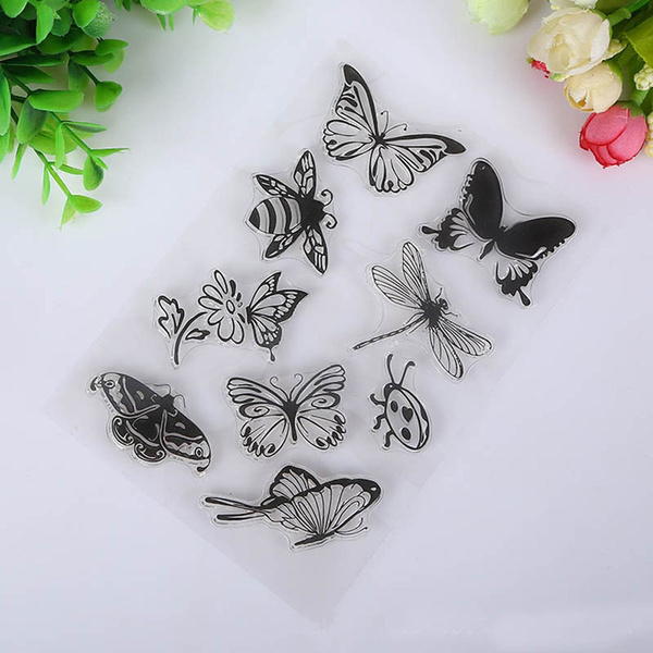 Transparent Butterfly Bee Clear Rubber Stamp Scrapbooking Paper Cards DIY Crafts 