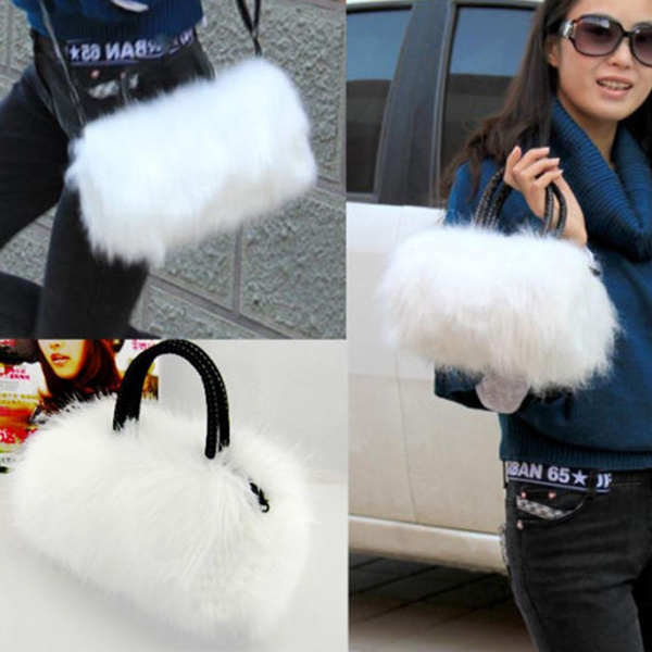 Bag Women Lady Messenger Gifts Faux Rabbit Fur Handbag Shoulder Tote Purse 
