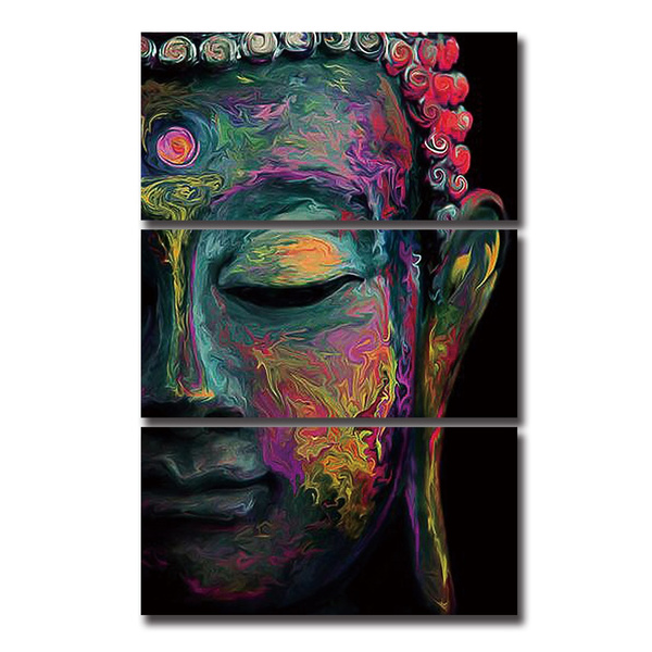 Modern Picture Canvas Color Half Face Buddha Painting 3pcs For Living Room Decor No Frame Wish