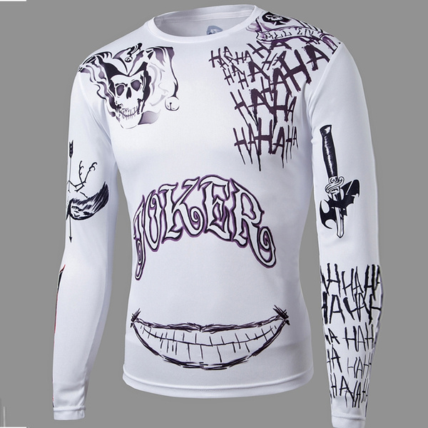 Suicide Squad T-Shirt Joker Tattoos Costume Sublimation Long Sleeve T-Shirt  | Wish