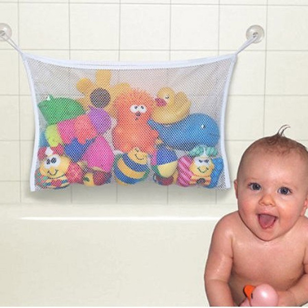 Baby Bath Time Toy Tidy Storage Suction Cup Bag Mesh Bathroom Organiser Net 0cn 