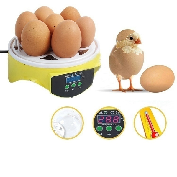 110/220V Mini 7 Holes Digital Poultry Chicken Eggs Incubator Brooder ...