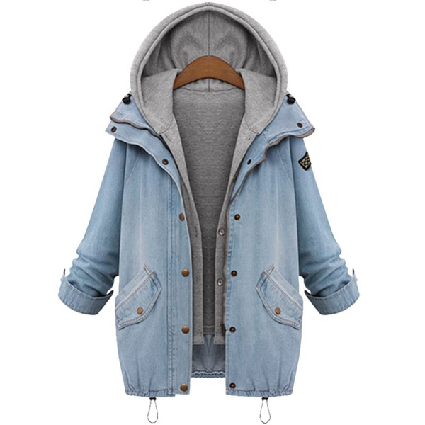 jean jacket hoodie plus size