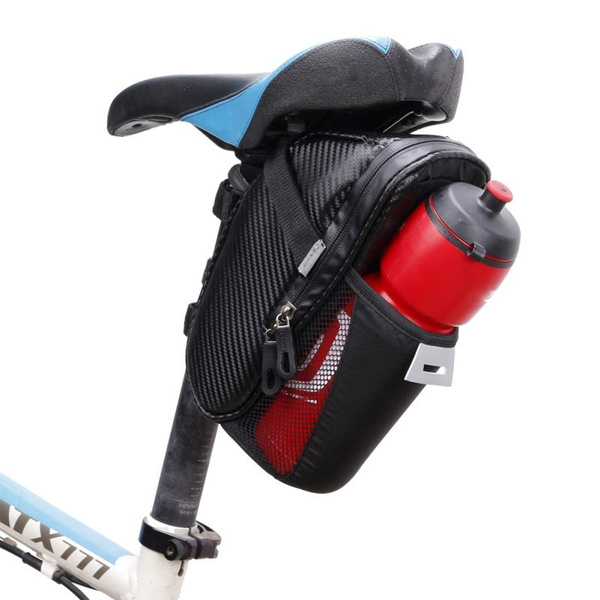 Outdoor Mountain Bicycle Saddle Bag Bike Back Seat Rear Bag Tail Pouch with  Pocket for Water Bottle