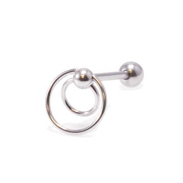 Tongue Ring Double Door Knocker Slave Barbell Surgical Steel 14g 16mm Wish