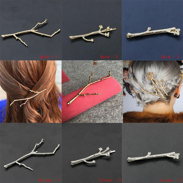 Branch Hairpins Gold Silver Hair Clips For Women Bobby Pins 2PCS Simple Designs 