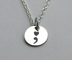 Chain Necklace, bff, semicolon, silvercharm
