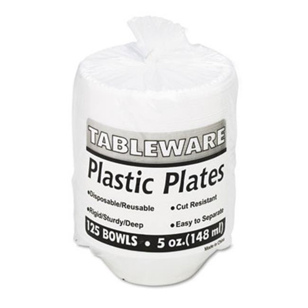 Tablemate Plastic Dinnerware Bowls 5 oz. White 125/Pack