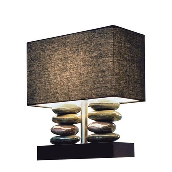 All The Rageslt1036 Blk Rectangular Dual Stacked Stone Ceramic Table Lamp With Black Shade Wish All The Rageslt1036 Blk Rectangular, Black Rectangle Table Lamp Shades