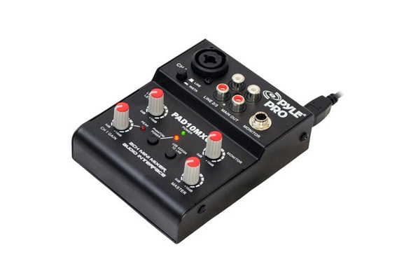 Pyle Pro PAD10MXU 2-Channel Mini Mixer with USB Audio PAD10MXU