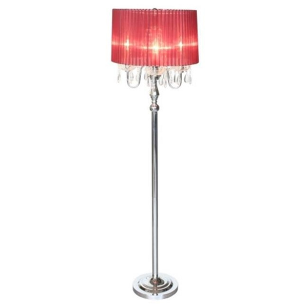 All The Rages Inc Lf1002 Red Trendy Sheer Shade Floor Lamp With Hanging Crystals Wish Red Trendy Sheer Shade Floor Lamp, Floor Lamp With Red Shade