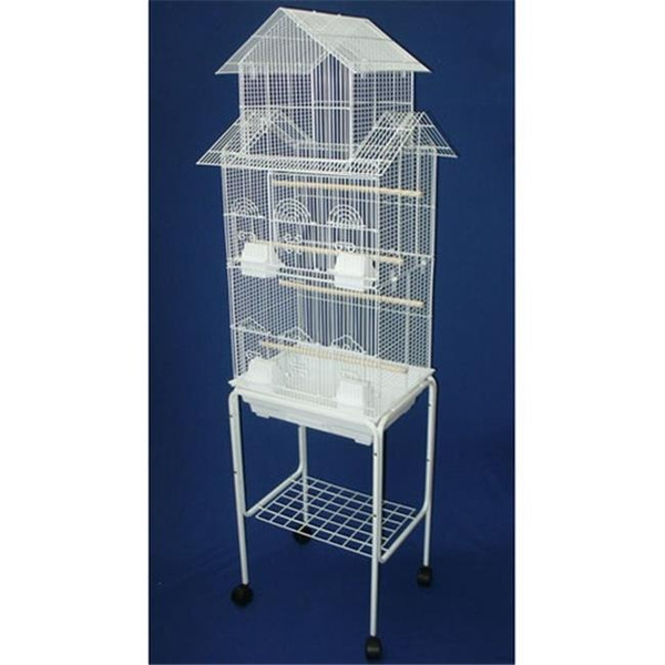 Yml 6844 4814wht Pagoda Top Small Bird Cage With Stand In White Wish