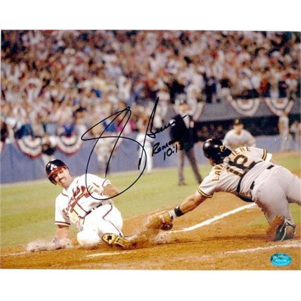 Photo Autograph 223886 Atlanta Braves 1992 Nlcs Winning Run Cf Inscribed The Slide Matted & Framed Sid Bream Autographed 8 x 10 in 