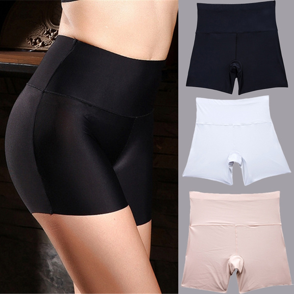 High Waist Safety Short Pants Solid Color Women Seamless Ice Silk Boxer  Briefs