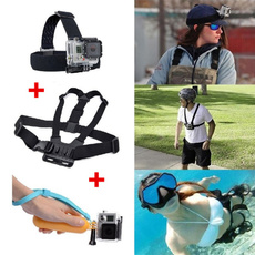 3 in 1 Mount Kit for GoPro Adjustable Head Strap + Chest Strap + Floating Hand Grip Action Camera Harness Mounts