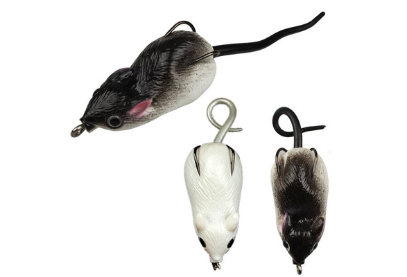 Soft Rubber Mouse Fishing Lures Baits Top Water Tackle Hooks Bass