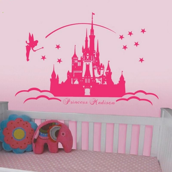 Fancy Cartoon Theme Fairy Princess Castle Personalized Name Wall Decals Home Stickers Girls Nursery Bedroom Vinyl Art Decor Wish - Home Decor Theme Names