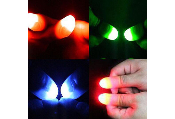 NEW 2PCS LIGHT CLOSE UP PARTY MAGIC LIGHT UP GLOW THUMBS FINGERS TRICK APPEARING 