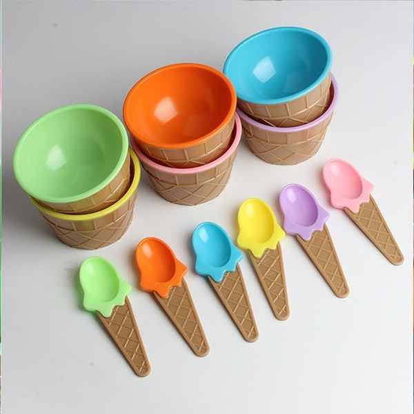 1PC kids Ice Cream Bowls Ice Cream Cup Dessert Container Holder with Spoon 