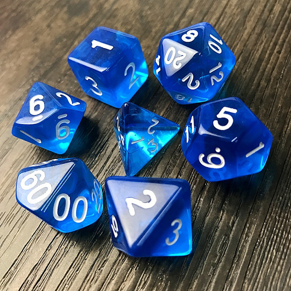 7pc/set Transparent Crystal Dice Set D4,d6,d8,d10,d10,d12,d20 for