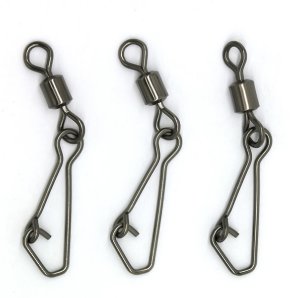 50pcs/lot Fishing Swivels Stainless Steel Rolling Swivel With Hooked Snap  MS+QL Fishing Hook Connector