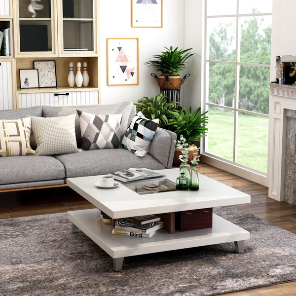 Furniture Of America Sele Modern White, Modern Low White Coffee Table