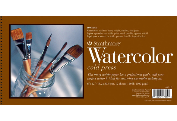 STRATHMORE PACON PAPERS 44012 WATERCOLOR COLD PRESS SPIRAL PAD 140LB 12 SHE... 