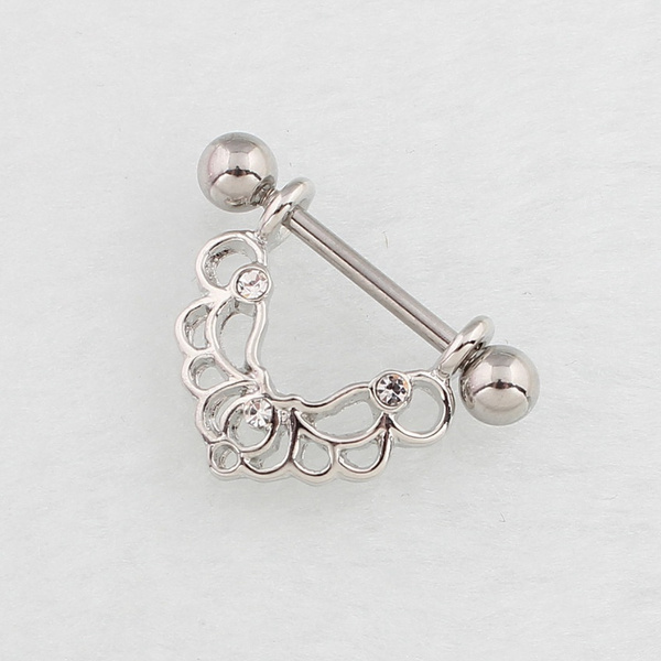 1 PCS Fashion Sexy Crystal Hollow Flowers Nipple Shield Ring Women