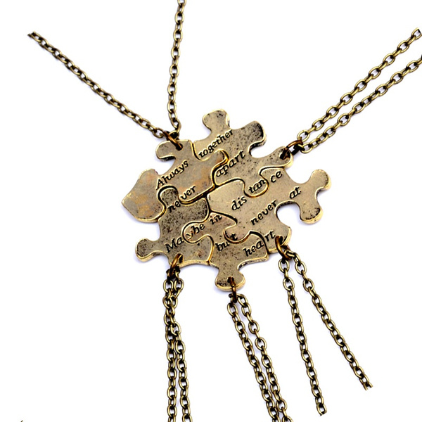 5 pcs/set Vintage Interlocking Jigsaw Puzzle BFF Necklaces Always together never apart Best Friends Necklace For 5 Friendship | Wish