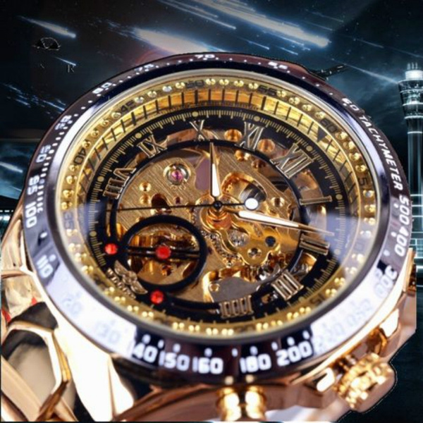 Winner new number sport design bezel golden watch mens watches top brand luxury hot sale montre homme clock men automatic skeleton watch