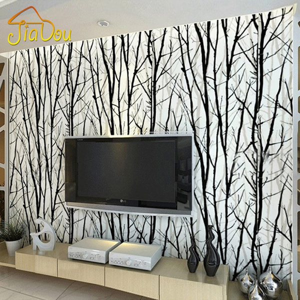 3D Embossed Textured Tree Forest Woods Wallpaper Black White PVC Wall paper  Roll For TV Sofa Background Wall Covering Home Decor | Wish