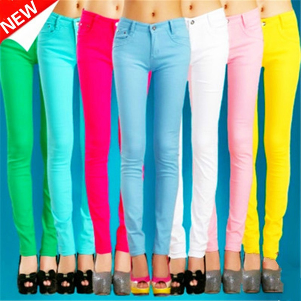 Ladies coloured outlet jeans