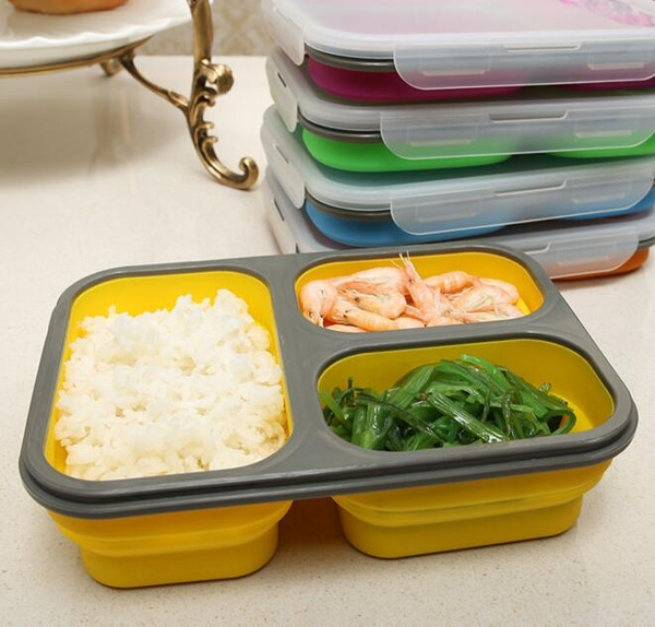 Collapsible Silicone Lunch Box Portable Folding Food Storage