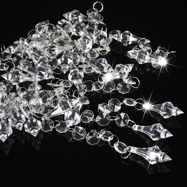 30X Acrylic Crystal Clear Bead Garland Chandelier Hanging Wedding Supplies Decor 