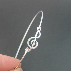 Korean Design 925 Silver Stainless Steel Music Symbol Bracelet Bangle for Women