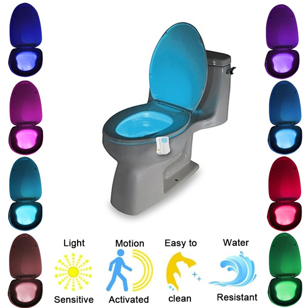 8 Colors LED Toilet Night Light Motion Activated Toilet Bowl Nightlight