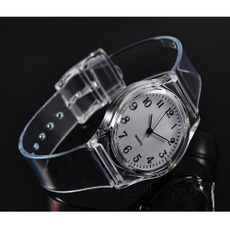 Strap Band Sport New Women Transparent PVC Round Quartz Watches Wrist Watch Stainless Steel