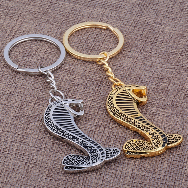 Keychain Cobra snake figurine keyring gift keychain small bronze keychain 