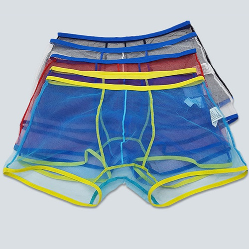 Fashion Men Mid Waist Ultra-thin Transparent Mesh s Breathable See Through  Nylon Shorts M-3XL Underwear For Men
