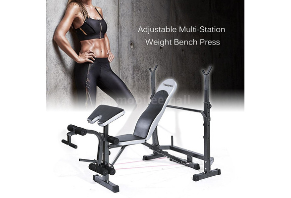 TOMSHOO Adjustable Multi Station Weight Bench Press Incline Flat Decline Sit Up Bench Weight AB Bench Board Exercise Barbell Squat Rack Home Gym