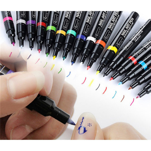 1 Pc Fashion Non-Toxic Nail Art Pens For Nails Art DIY Decoration Nail  Polish Pen Set 3D Nails Tools Paint Pen 16 Candy Colors