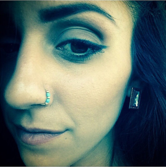 Turquoise nose sales ring hoop