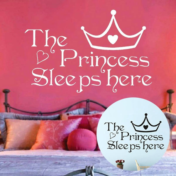 The Princess Sleep Here Wall Stickers Removable For Girl Kids Room Bedroom Decor 