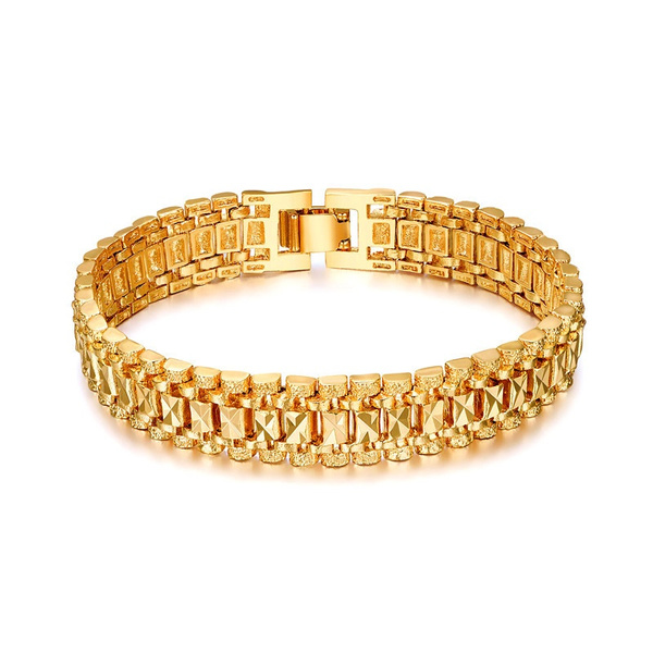 2017 New Hot Men's Fashion Bracelet Women 18K Real Gold Plated Chain ...