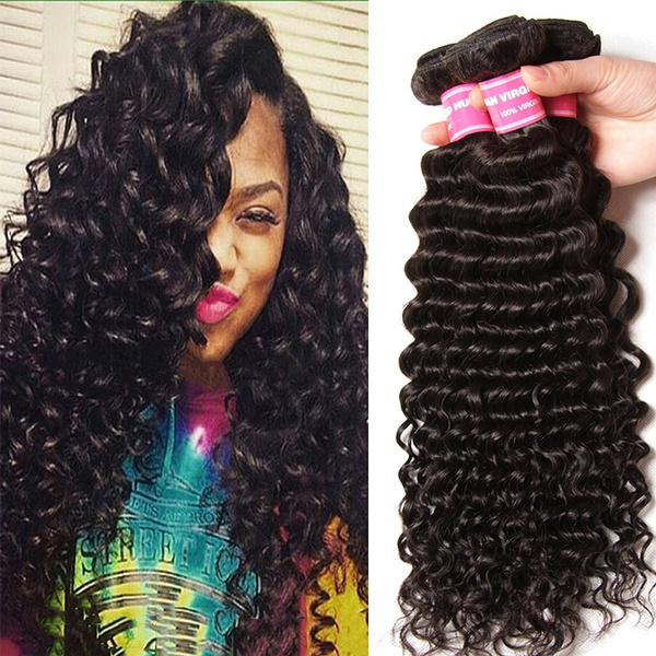 Brazilian Hair Deep Wave Virgin Human Hair Brazilian Curly Hair Weave 2  Bundles Natural Hair Extensions 50g/piece har haar | Wish