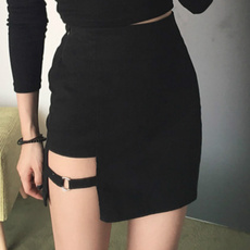 Sexy Ladies Irregular Skirt Gothic Punk Dance Clubwear Short Mini Bodycon Dress Black