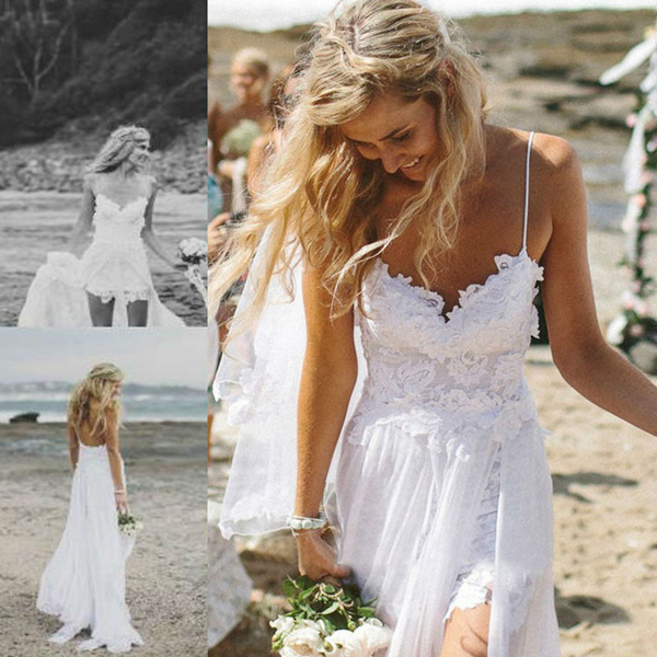 boho hippie beach wedding dresses