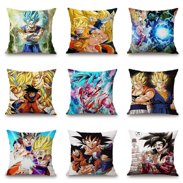 Dragon Ball Z Pillowcases Home Decor Sofa Cushion Cover Peach Skin Super Saiyan 